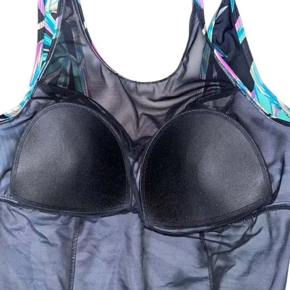 Torrid Tropical Floral Mesh Inset One Piece Swimsuit NWT - Picture 6 of 14